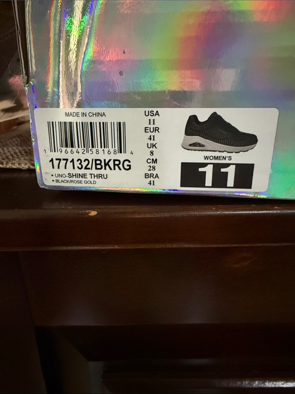 Skechers Black Mesh Air-Cushioned Women's Sneaker with White Midsole - Picture 4 of 4